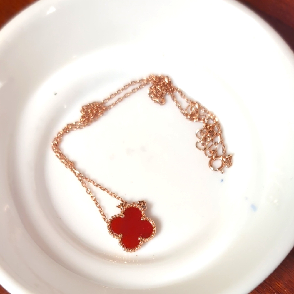 Rose Gold red pendant necklace